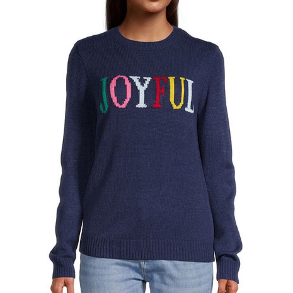 ST. JOHN'S BAY Sweater X-Large Joyful Crewneck Knit Festive Holidays